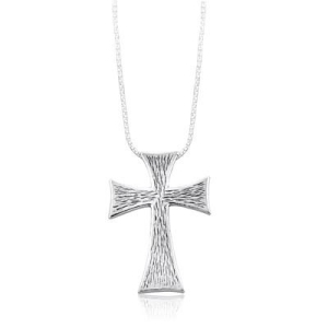 Sterling Silver Etched Roman Cross Pendant