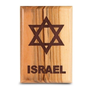 Olive Wood Handmade Israel Star of David Refrigerator Magnet