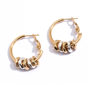 Danon Jewelry Two-Tone Five Rings Earrings - Color Option