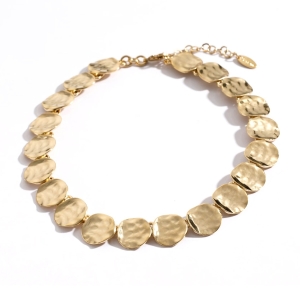 Danon Jewelry Hammered 24K Gold-Plated Circles Necklace