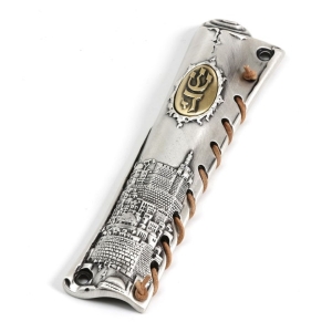 Jerusalem Mezuzah Case with Gold-Plated Coin