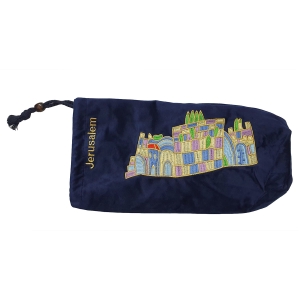Velvet Jerusalem Design Embroidered Shofar Bag