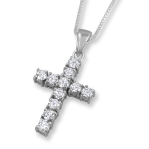 Sterling Silver Zircon Studded Cross Pendant 