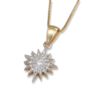 Two-Tone 14K White & Yellow Gold and Diamond Star of Bethlehem Pendant