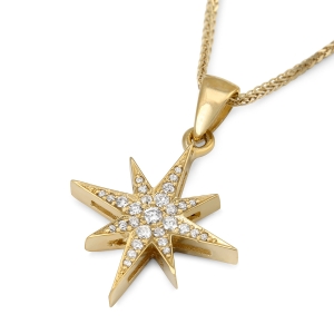 Anbinder Jewelry 14K Gold Women's Star of Bethlehem Pendant with Diamonds - Color Option