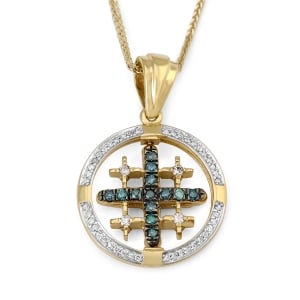 Anbinder Jewelry 14K Gold Spinning Jerusalem Cross Pendant with Diamonds