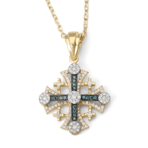 Anbinder 14K Gold Diamond Studded Jerusalem Cross Pendant