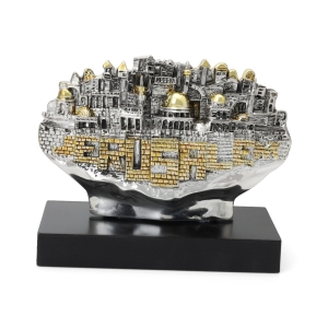 Silver-Plated Panoramic Jerusalem of Gold Miniature