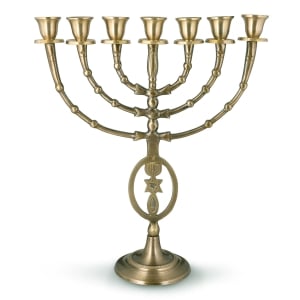 Large Metal 7-Branched Menorah With Grafted-In Design