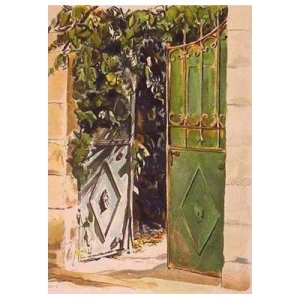 Limited Edition Serigraph of Green Door in Jerusalem by Arie Azene