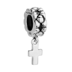 Marina Jewelry Sterling Silver Roman Cross Pendant Charm with Design