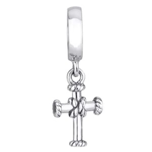 Marina Jewelry Sterling Silver Rope Cross Pendant Charm