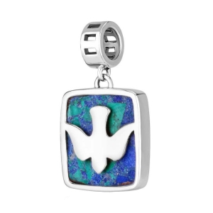 Marina Jewelry 925 Sterling Silver and Eilat Stone and Holy Spirit Hanging Charm
