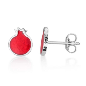 Marina Jewelry 925 Sterling Silver Pomegranate Design Stud Earrings 
