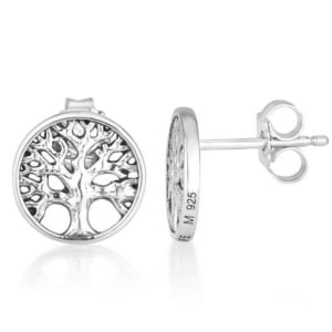 Marina Jewelry 925 Sterling Silver Stud Earrings With Tree of Life Design