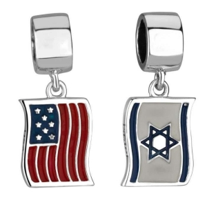 Marina Jewelry American and Israeli Flags Pendant Charm