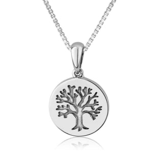Marina Jewelry Sterling Silver Engraved Tree of Life Necklace