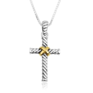 Marina Jewelry Sterling Silver Gold Plated Trinity Cross Necklace