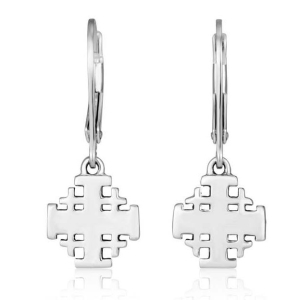 Marina Jewelry Sterling Silver Jerusalem Cross Earrings