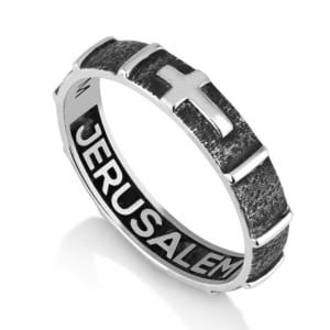Marina Jewelry Sterling Silver Jerusalem Ring With Cross
