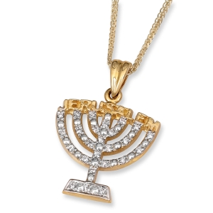 Anbinder Jewelry 14K Yellow Gold & Diamond Menorah Pendant With Jerusalem Design