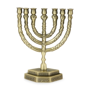 Large Seven-Branched Menorah With Ornate Design (Choice of Colors) 
