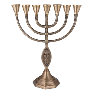 Metal 7-Branched Menorah With Grafted-In Design