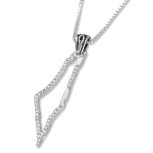 Sterling Silver Map of Israel Necklace - Cubic Zirconia Outline