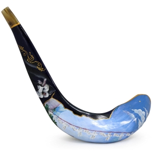 Hand Painted Ram’s Horn Shofar with Jacob’s Dream Design