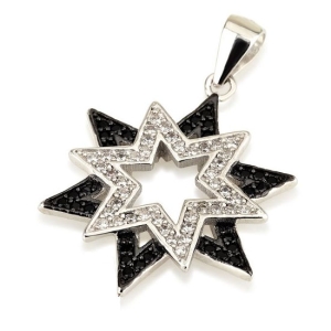 Modern 925 Sterling Silver and Rhodium-Plated Star of Bethlehem With Zircon Stones