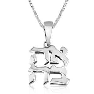 Marina Jewelry Sterling Silver Love Ahava Logo Necklace