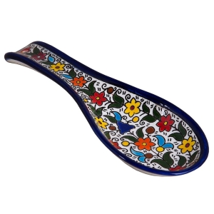 Armenian Ceramic Spoon Rest with Floral Motif