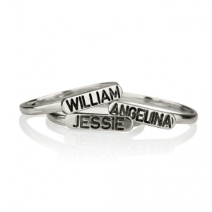 Sterling Silver Stackable Name Ring with Color Option