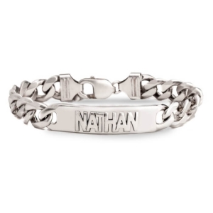 Men's Thick Sterling Silver Chain Name Bracelet