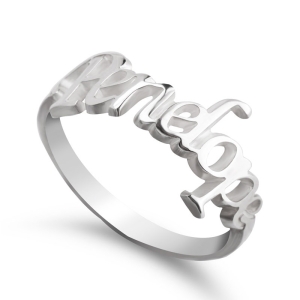 Delicate Sterling Silver Name Ring - Color Option