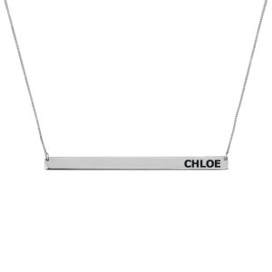 Horizontal Sterling Silver Bar Name Necklace - Choice of Color