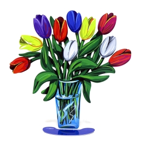 David Gerstein Colorful Tulips Standing Sculpture