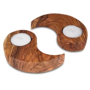 Olive Wood Oriental Style Tealight Candle Holders