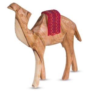 Olive Wood Hand-Carved Standing Camel Figurine