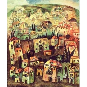 Limited Edition Hand Signed & Numbered Serigraph Rainbow Over Jerusalem by Gregory Kohelet 