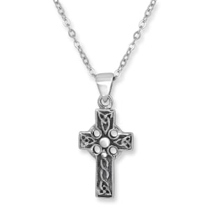 Small Sterling Silver Engraved Celtic Cross 