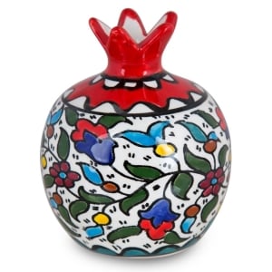 Armenian Ceramic Pomegranate with Floral Design 
