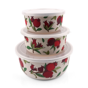 Yair Emanuel Pomegranate Design Bamboo Food Containers (Set of 3)