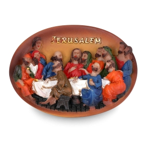 Ceramic Last Supper and Jerusalem Oval Magnet