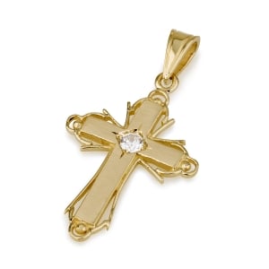 Ben Jewelry 14K Gold Star of Bethlehem Nativity Cross with Cubic Zirconia