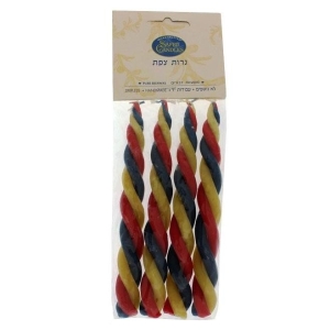 Safed Candles Dripless Red, Yellow and Blue Beeswax Havdalah Candles (Set of 4)