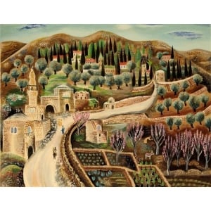 Serigraph of The Road to Ein Kerem by Reuven Rubin
