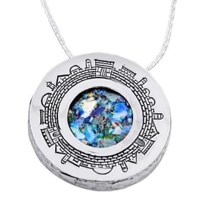 Rafael Jewelry Silver Jerusalem Circle Necklace with Roman Glass
