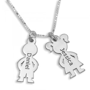 Sterling Silver Mother's Necklace With Children's Names (Hebrew or English)