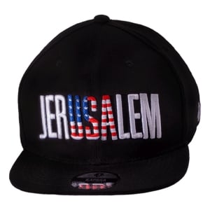 Jerusalem USA Flag Adjustable Snapback Cap - Black